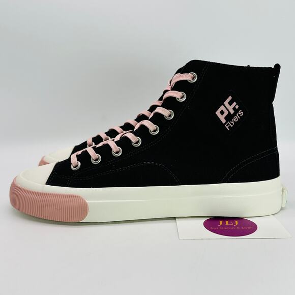 PF Flyers Women's The All American Hi Casual Sneakers Black/Pink Size 7.5 - Picture 5 of 11